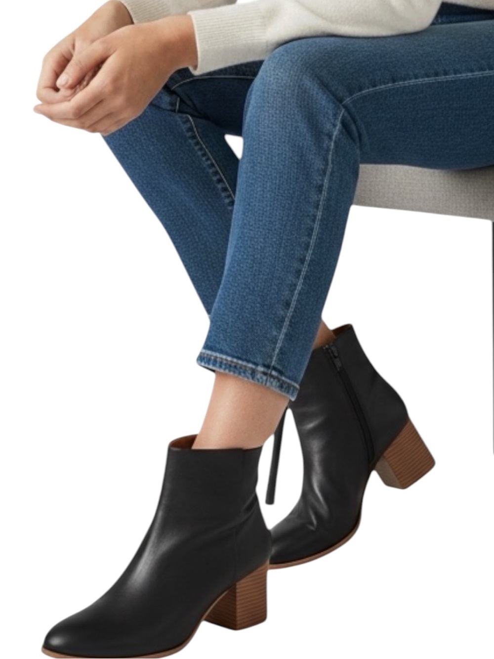 J. CREW Vegan-Leather Block Heel Ankle Boots in Classic Black Size 10 -- FALL!!!